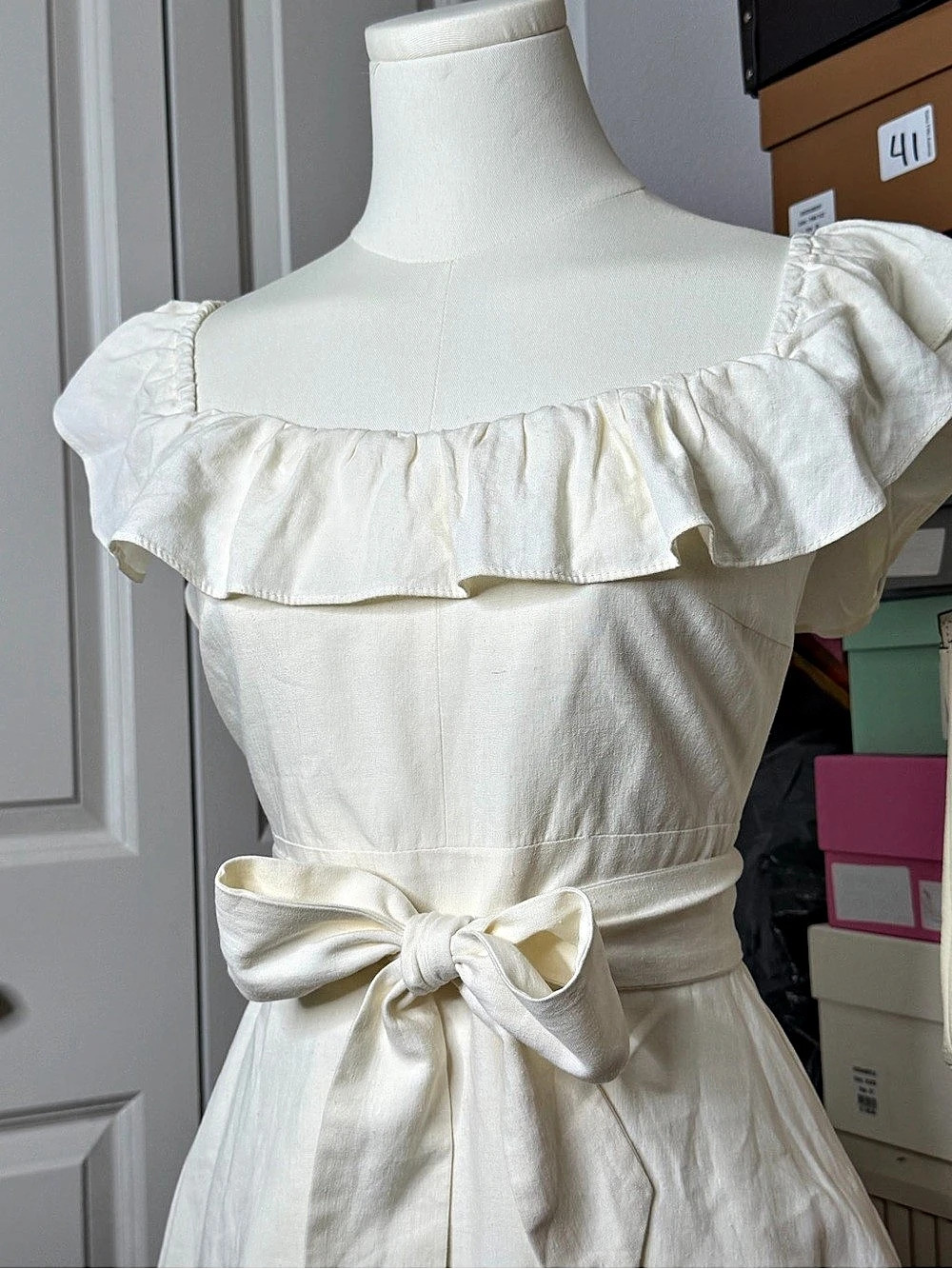 Zara White Ruffle Mini Dress - Picture 6 of 7